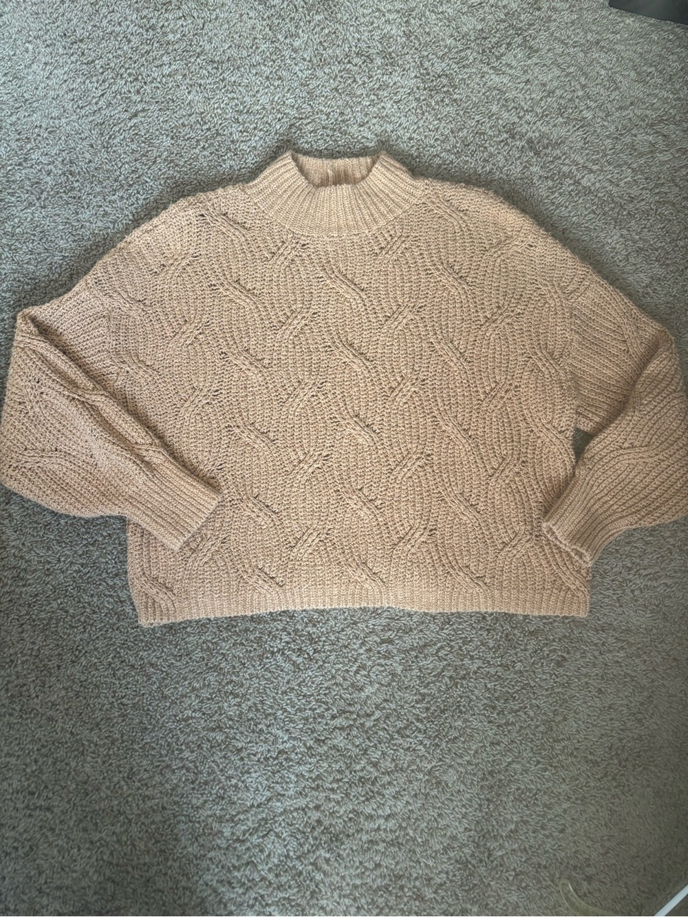 American Eagle Outfitters Cable Knit Turtleneck Sweater - Beige